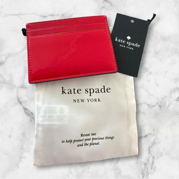 Kate Spade Bridget Red Patent SM Card Case NWT - Picture 2 of 3